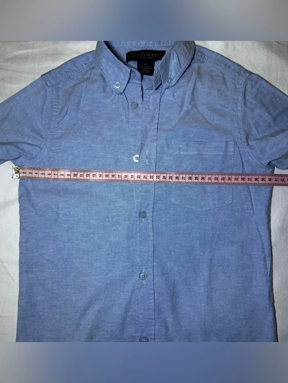 U.S. Polo Assn. Boy's Short Sleeve Button-Down Shirt - Light Blue